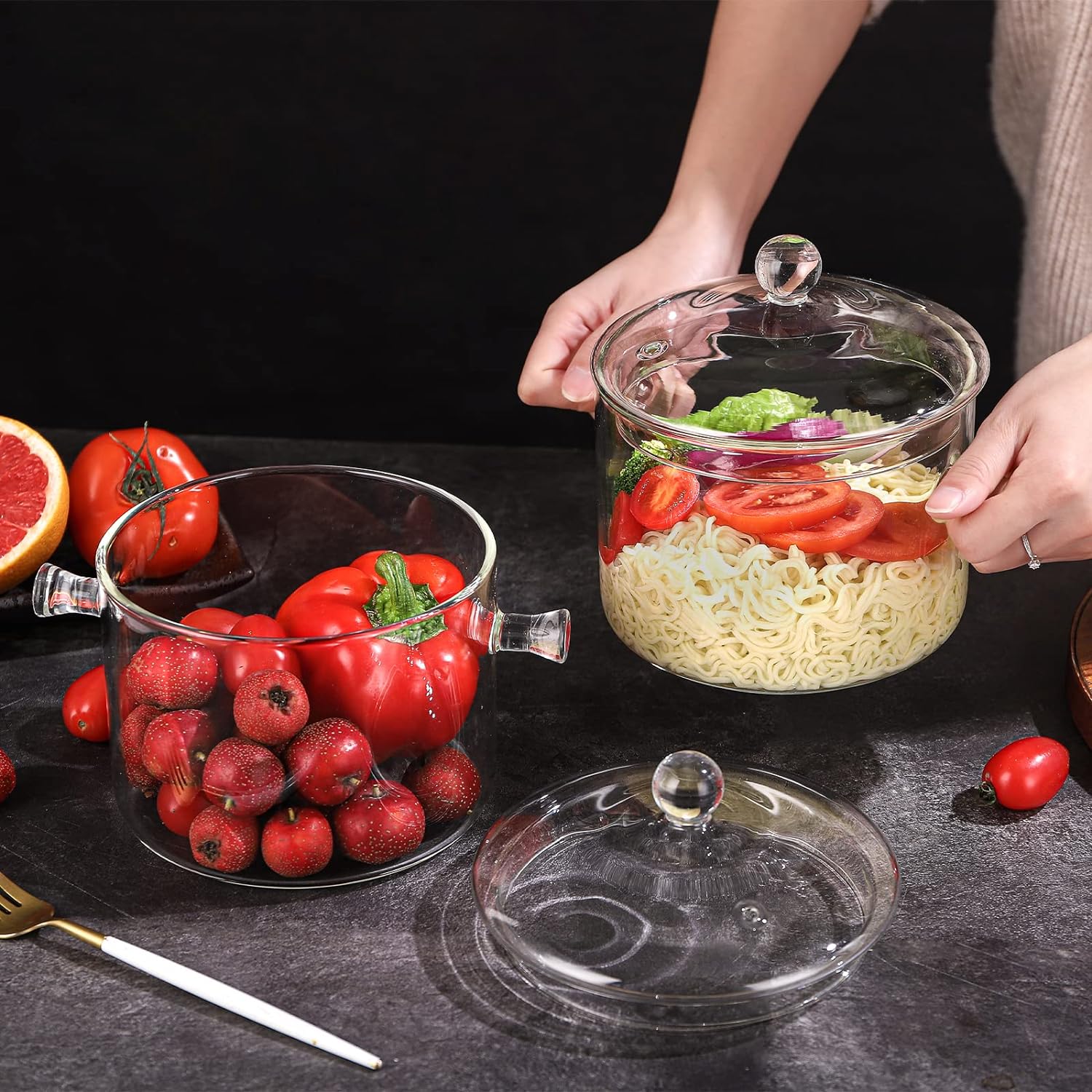 Miniatura 10 de Olla Tapa de Vidrio borosilicato Transpa